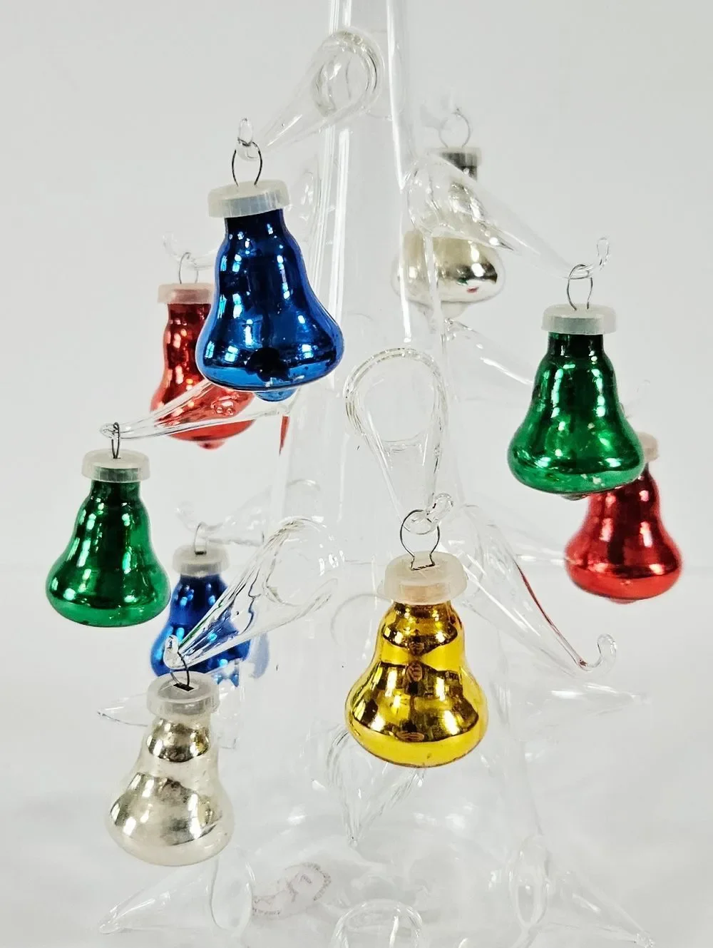 Vintage Handblown Romanian Crystal Christmas Tree Multicolored Glass Ornaments